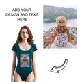 21/3/10 Personalized Women's One-Piece Swimsuits，Conservative Backless Short-sleeved Hot Spring Vacation Swimwear Customized Text/Picture 219