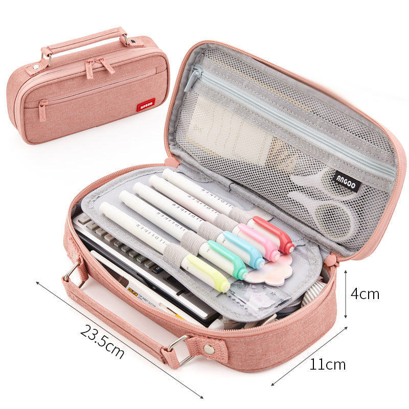 21/1/22 Personalized Pencil Pen Case, Pink Multiple Compartment Double –  custommadelist