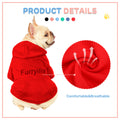 Furryilla Basic Dog Hoodie Pet Clothes Sweater with Hat, Solid Color Casual Sports Hoodie Sweatshirt for Small Medium Dogs