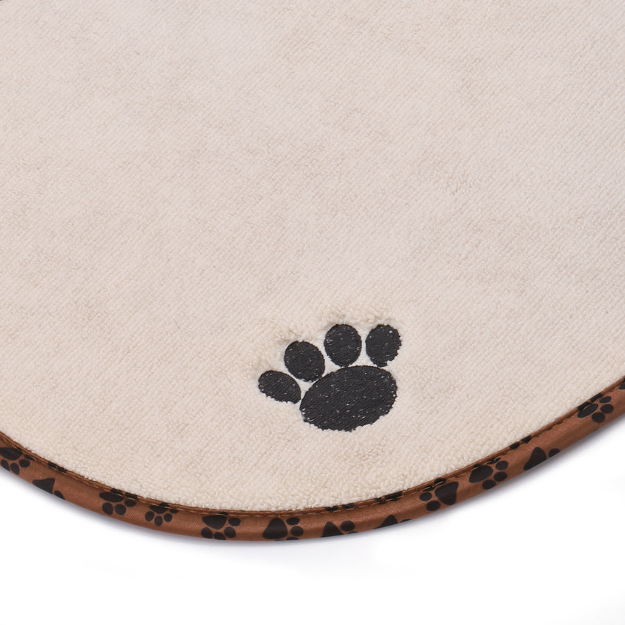 JMIPET Personalized Dog Cat Food Mat PU Non-Slip at The Bottom Dog Bowl Mat  Dog Mat for Food and Water Custom Pet Dog Food Mats for Floors Waterproof  Golden bone and paw