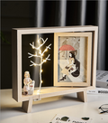 21/2/6 Personalized Picture Frame Rotating Picture Display Frame with Lights and Tree Wooden Couple Photo Frame Customized Text/Picture 158
